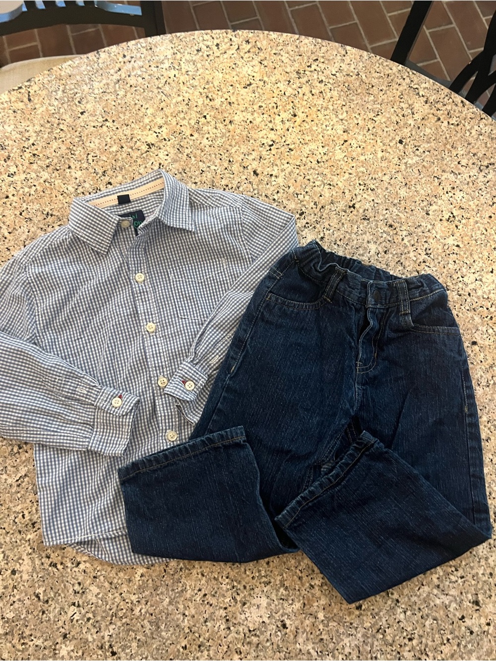 Nautica Toddler Dark Blue Denim Jeans (3T) with Mini Boden Button Down Shirt